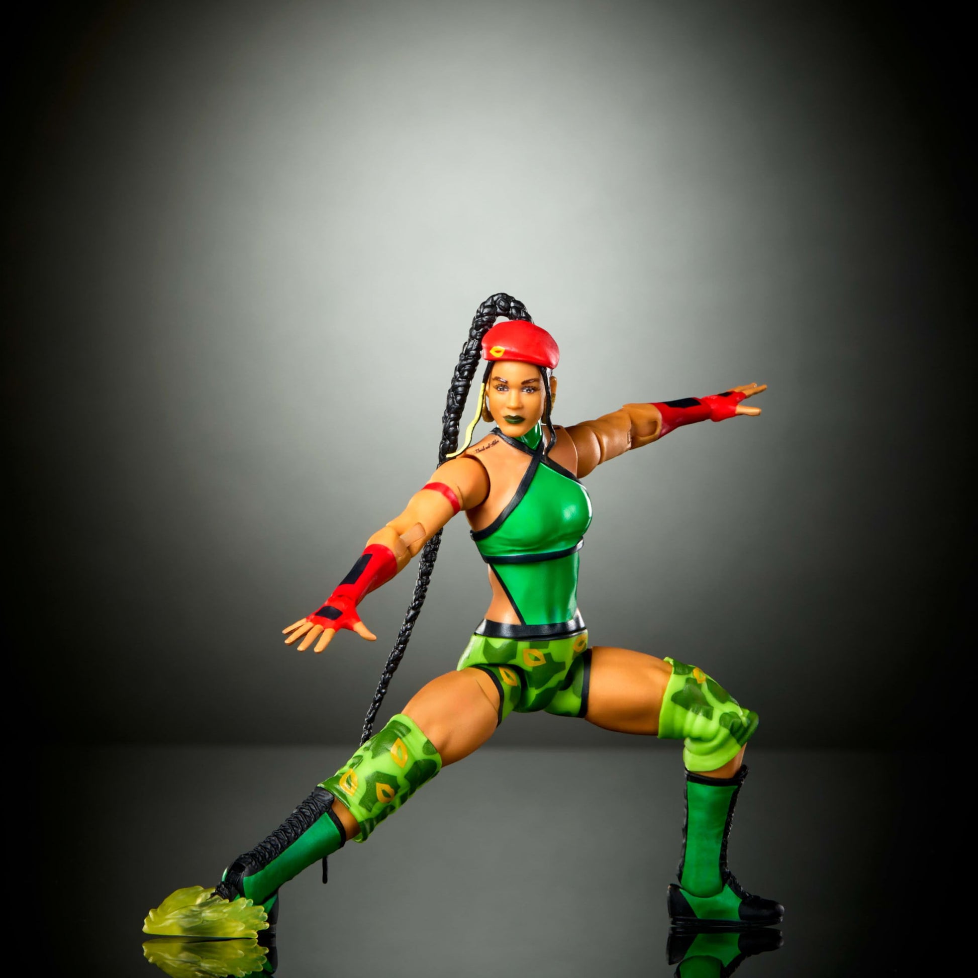 WWE Bianca Belair As Cammy x Street Fighter Cross Over Mattel Elite Collection Action Figure & Accessories, 6-inch Toy Collectible Mashup Set JLD76