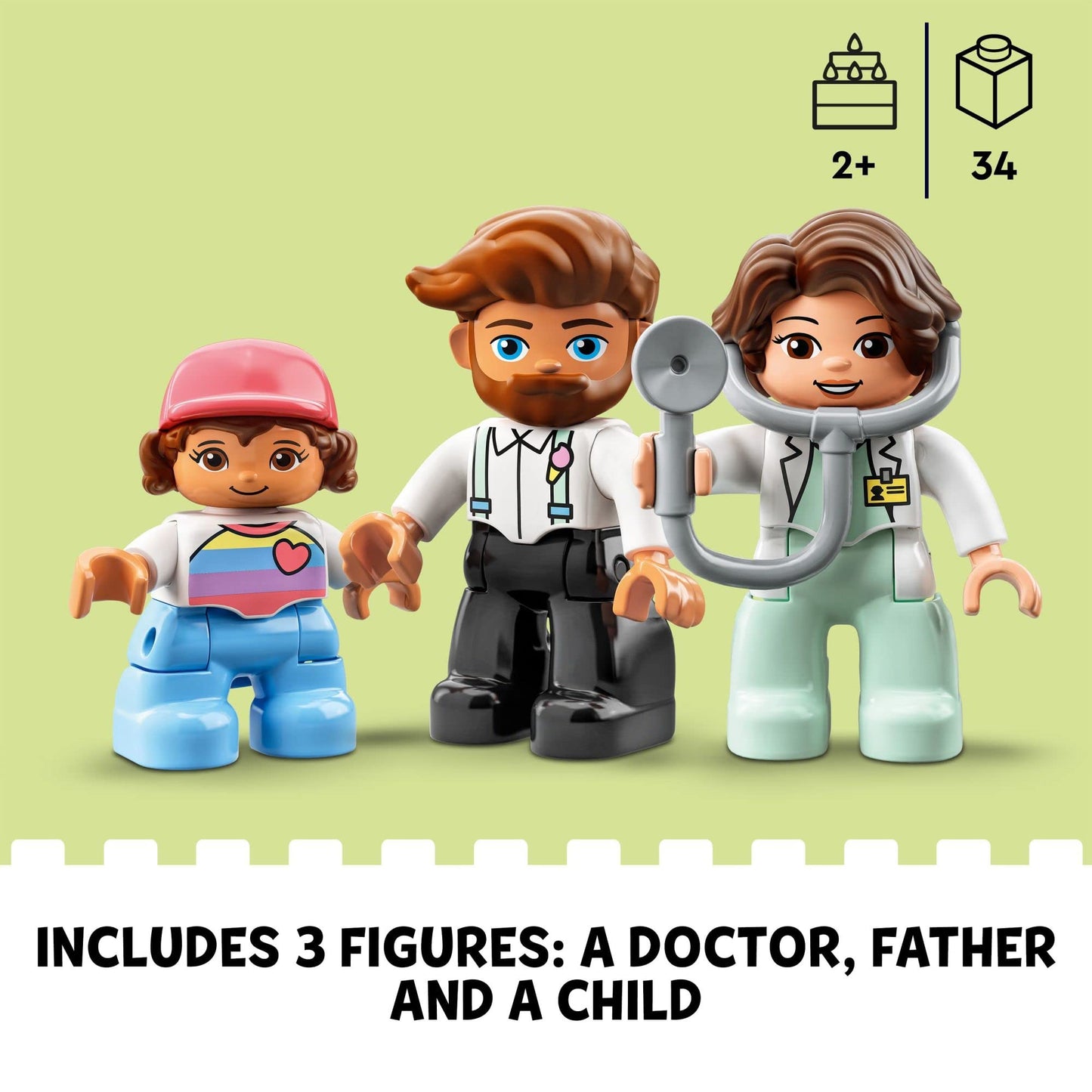 LEGO DUPLO Doctor Visit 10968 - Large Bricks Building Set, Educational Early Learning Toy, Includes Doctor, Father, and Child Figures, Great