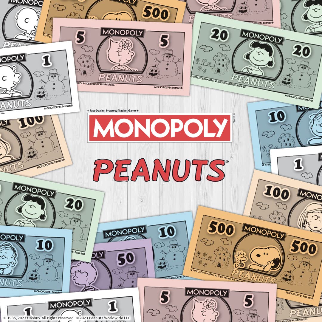 Monopoly Peanuts Board Game, Play as Snoopy on Sled, Baseball Cap, Kite Eating Tree & More, Officially Licensed and Collectible Monopoly Game Based On