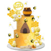 35 PCS Bee Cake Toppers Honey Jar Cake Topper Honeycomb Cake Decorations for Baby Shower Bee Theme Birthday Party Decoration Supplies