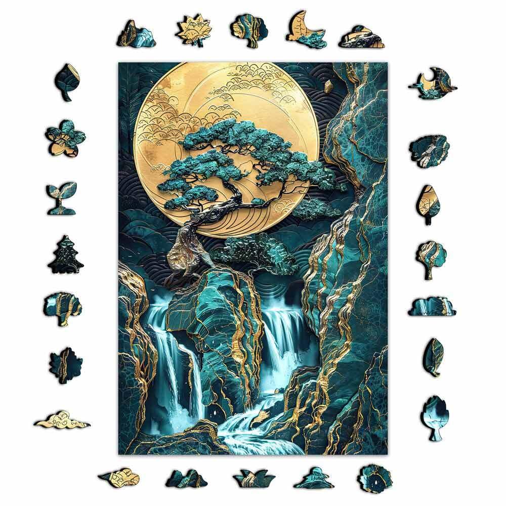 Crafthub Flowers Wooden Puzzles for Adults - A3 Golden Tree Harmony Puzzle with 249 Pieces Wood Puzzles - Jigsaw Puzzles with Unique Shapes - 15.4" x