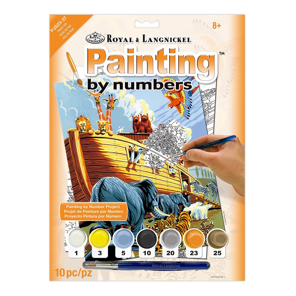ROYAL BRUSH MANUFACTURING Junior Small Paint By Number Kit 8.75"X11.75" - Noah's Ark