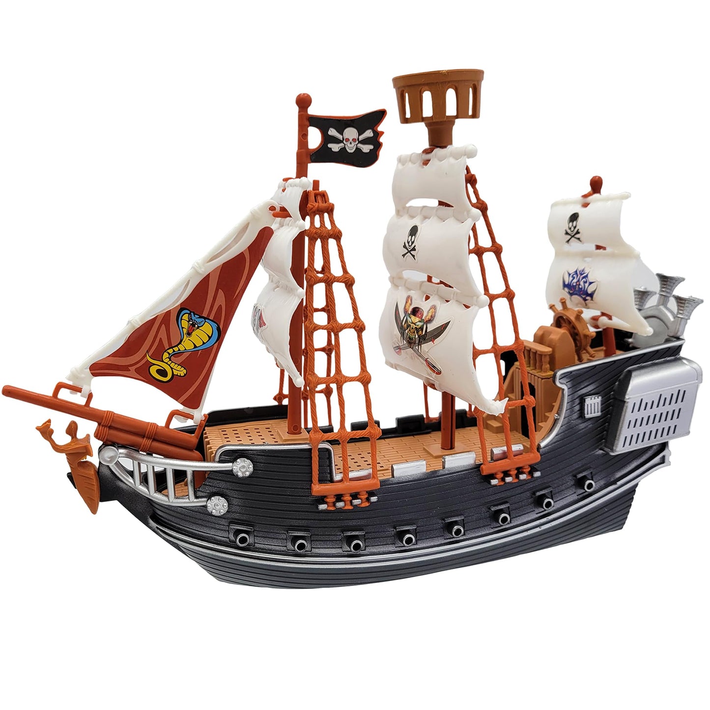 The Dreidel Company 10 inch Pirate Boat Detailed Pirate Ship Adventure Playset, Pirate Toy, Pirate Party Favor, Excellent for Children Ages 3+
