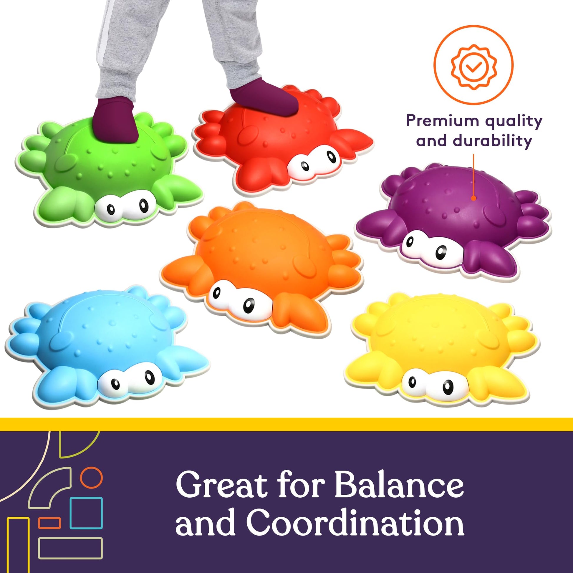 Special Supplies Stepping Stones for Kids - Indoor/Outdoor Play - Child Safe Rubber, Non-Slip Edging - Promotes Coordination, Balance, Strength- Set