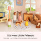 OOOK Wooden Dollhouse with 60 Pcs Luxurious Furniture Accessories, Including 4 Dolls and 2 Pets, Large 3-Story Doll House with 6 Rooms, Doll House