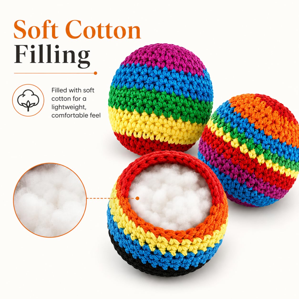 Sack Ball Set, 3 PCS Knitted Footbags for Indoor Outdoor Freestyle Tricks