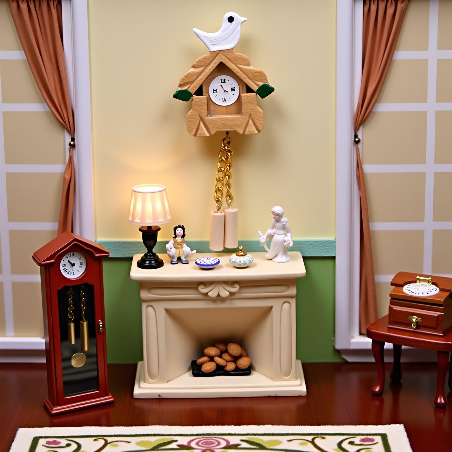 1Pc Miniature Wooden Clock, 1/12 Scale Accessories, 1/12 Scale Cuckoo Clock Dollhouse Miniatures Realistic Bird Wall Clock Dollhouse Furniture