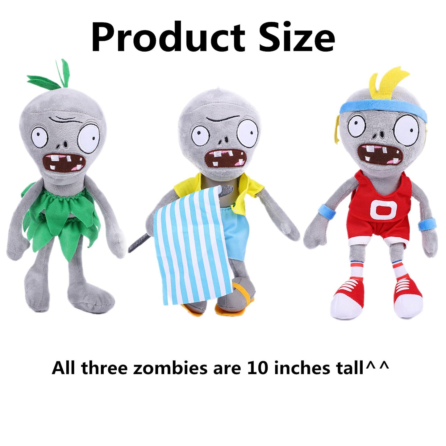 Suyudian 3 PCS PVZ Plush Zombies Sets Toys Stuffed Soft Figure Doll Jersey, Flag, Hula Zombies, Great Gift for Christmas, Birthday New