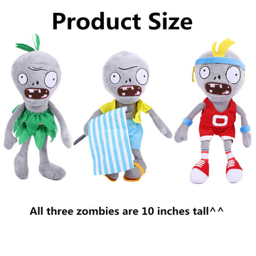 Suyudian 3 PCS PVZ Plush Zombies Sets Toys Stuffed Soft Figure Doll Jersey, Flag, Hula Zombies, Great Gift for Christmas, Birthday New