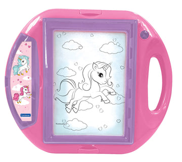 LEXiBOOK, Unicorn Drawing Projector, 4 tampons, 10 templates, Lighting Screen, 1 Pen Included, Artistic and Creative Toy for Girls and Boys