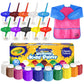 The Mega Deals Kids Painting Set - Washable Non-Toxic Finger Paints (10 Colors of 2 oz) with 10 Paint Cups, 10 Brushes, Kids Smock Mess-Free Toddler