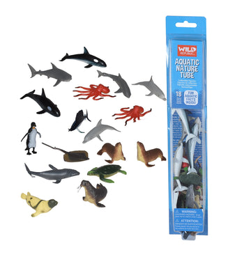 Wild Republic Aquatic Animals, Toy Figures, Tube Animals, Kids Gifts, Ocean theme Party Supplies, Sea Creatures, 18-Piece Collection