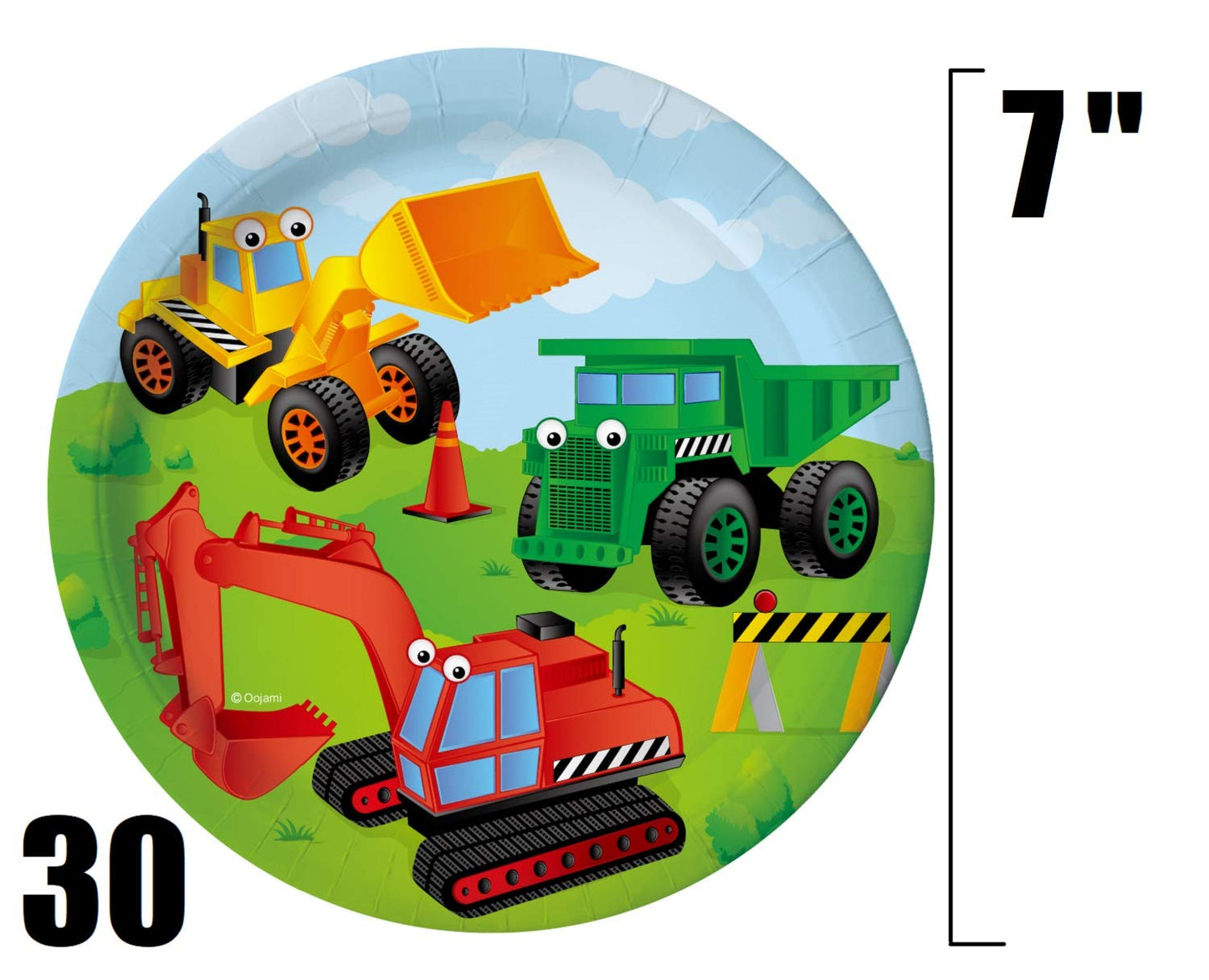 Serves 30 Complete Party Pack Kids Construction Birthday Party Supplies 9" Dinner Paper Plates 7" Dessert Paper Plates 9 oz Cups 3 Ply Napkins