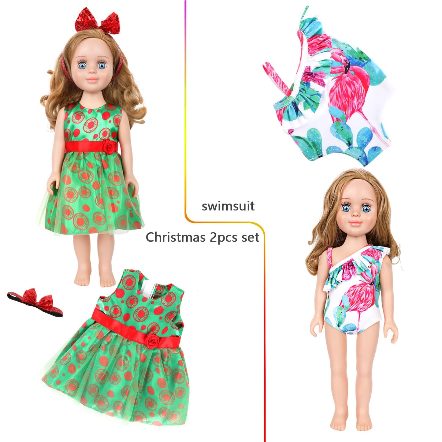 MSYO 10Pcs Doll Clothes and Accessories for 16-18 Inch Girl Dolls,Handmade Fashion Outfits with Dresses,Tops,Pants,Swimsuit,Hat,Headband,Casual &