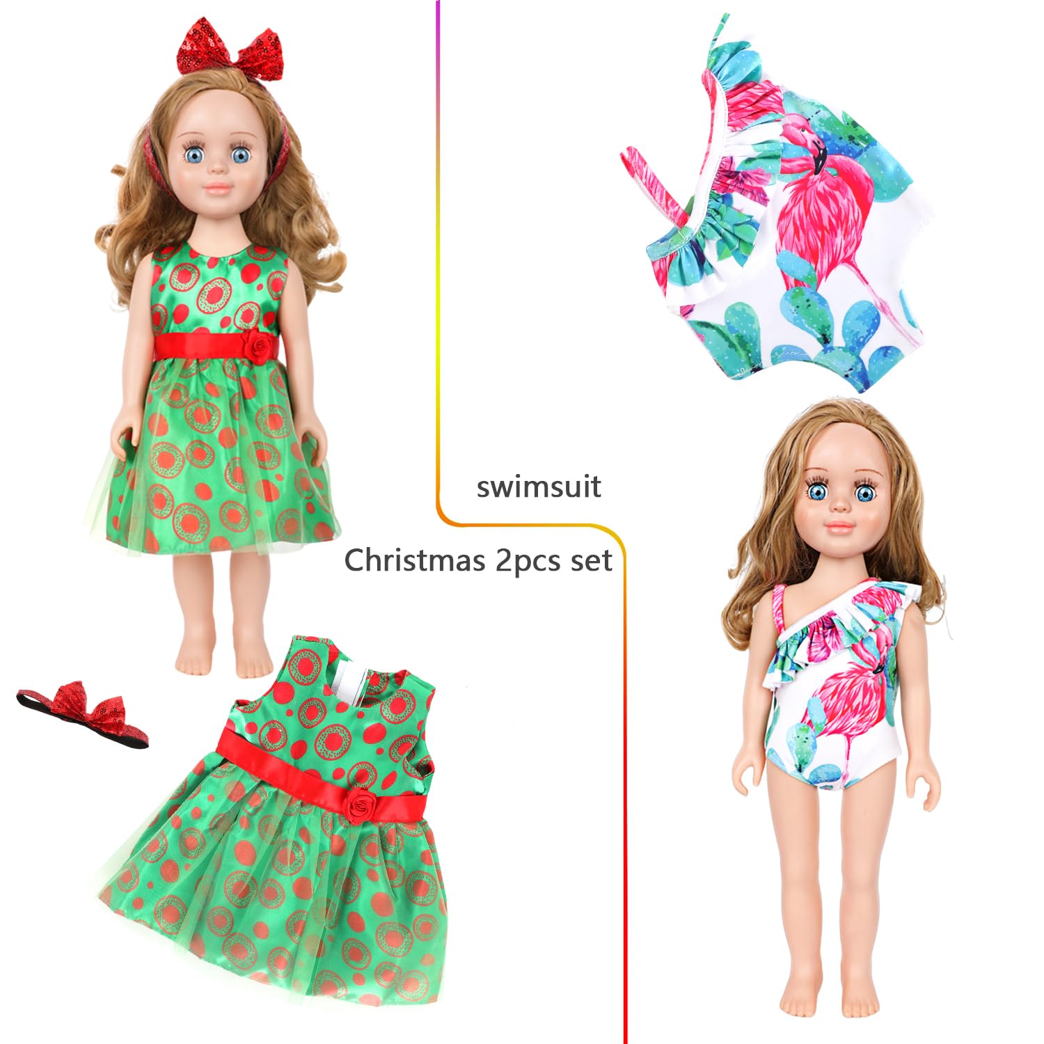 MSYO 10Pcs Doll Clothes and Accessories for 16-18 Inch Girl Dolls,Handmade Fashion Outfits with Dresses,Tops,Pants,Swimsuit,Hat,Headband,Casual &