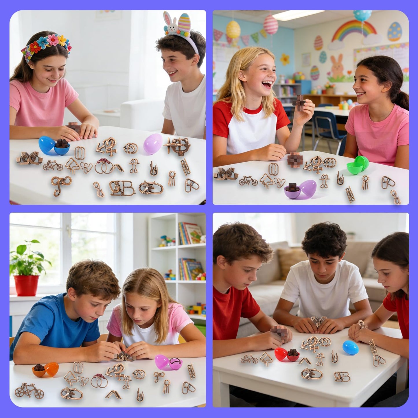 24 Pcs Brain Teaser Puzzles for Adults and Teens - Metal Puzzles 3D Puzzle Game Toys for Adults Teens - Wooden Unlock Interlocking Puzzle Adult IQ