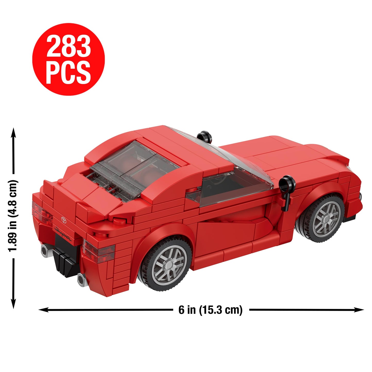 Brickcraft Officially Licensed Toyota Supra Now & Then Brick Building Kit (283 Pieces), 2-in-1 Buildable Display Set Featuring 2025 GR & 1988 Supra
