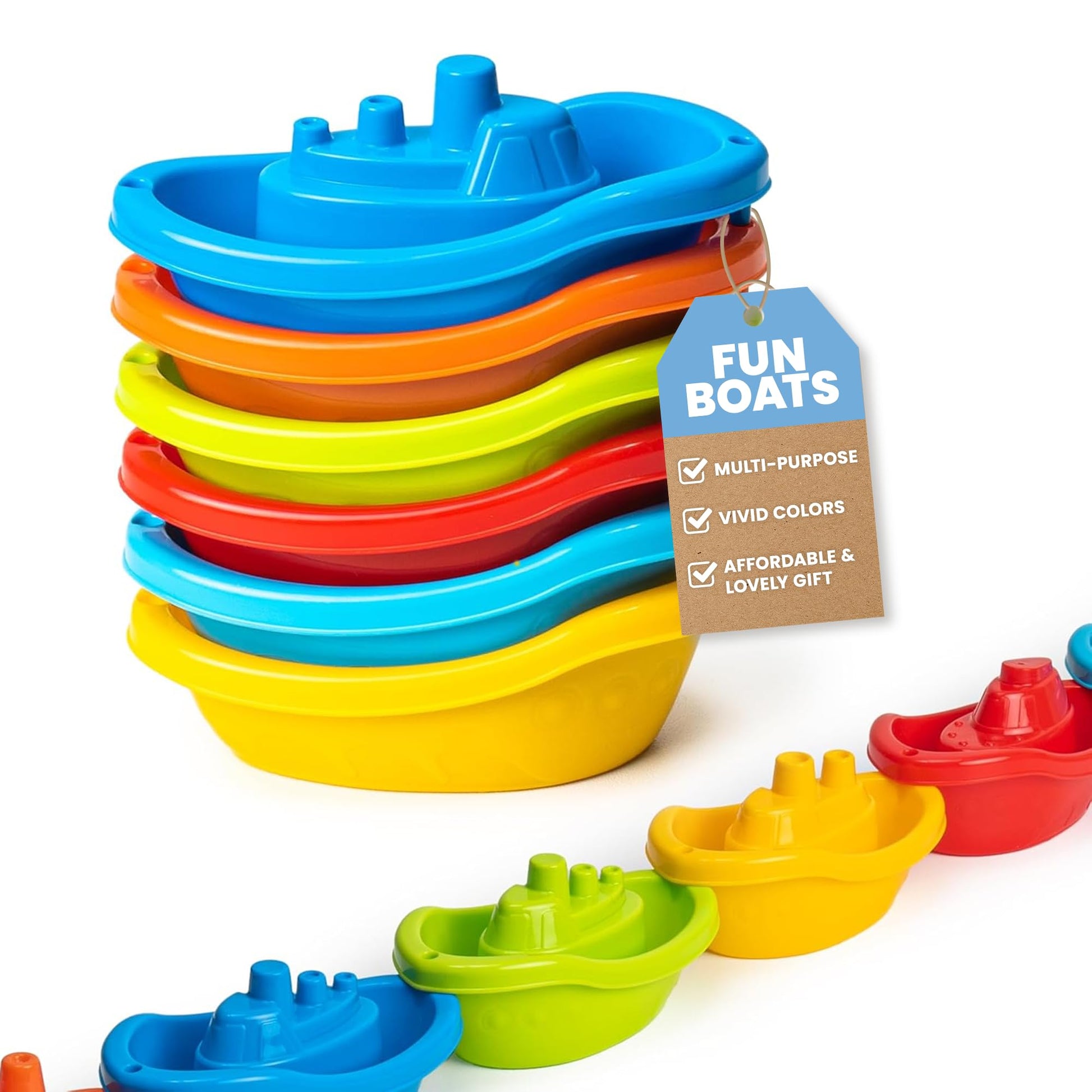 uToyz Stackable Toy Boat - 6pcs Educational Water Toys for Toddlers 1-3, Baby Pool Essentials, Baby Bath Toys for Kids Ages 1-3 & Toddler Pool Toy
