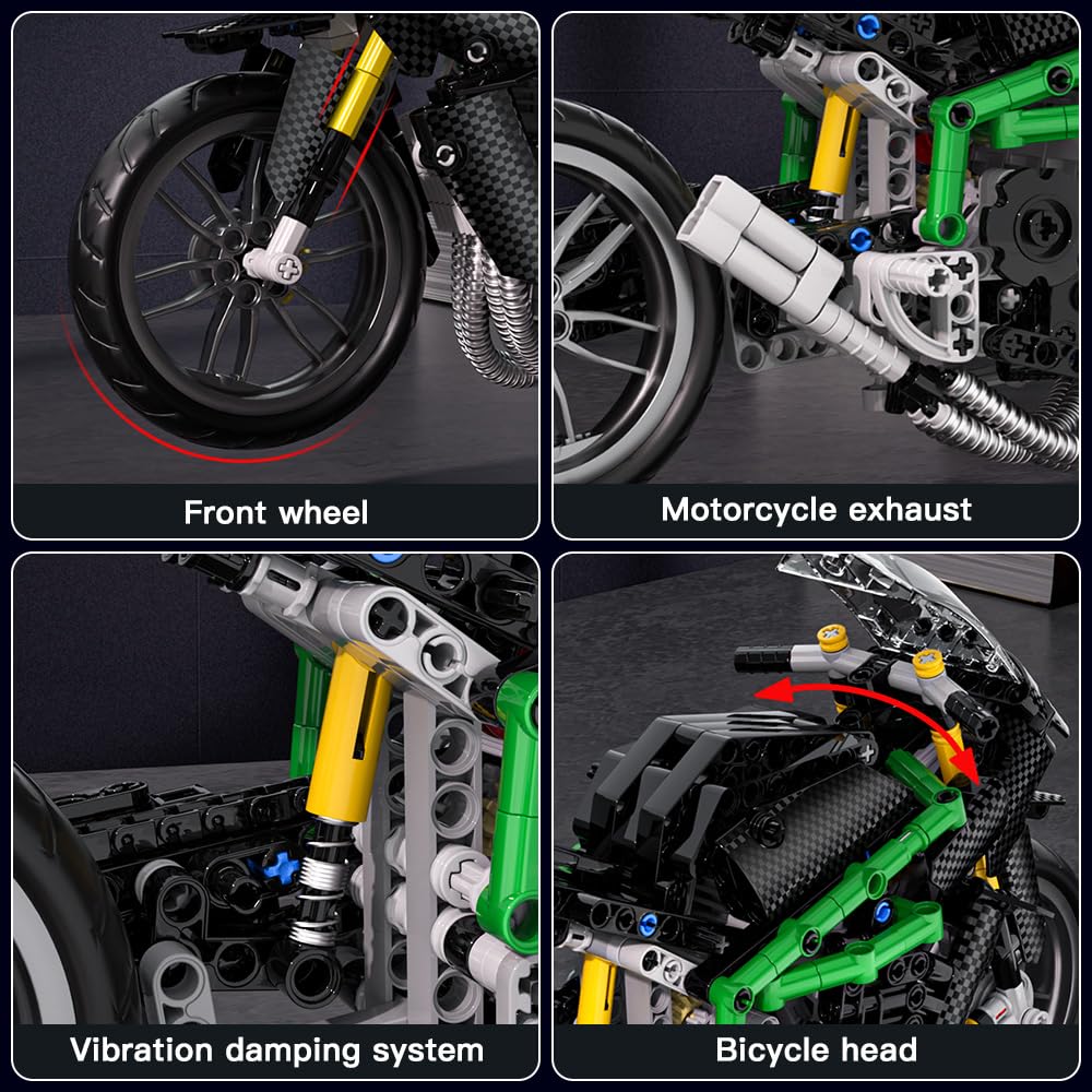 Mould King Motorcycle Kit Building Sets, 23002 Bike Model Kit Building Kit, Moto Building Toys for Creative Play and Display, Model Motorcycle Kits