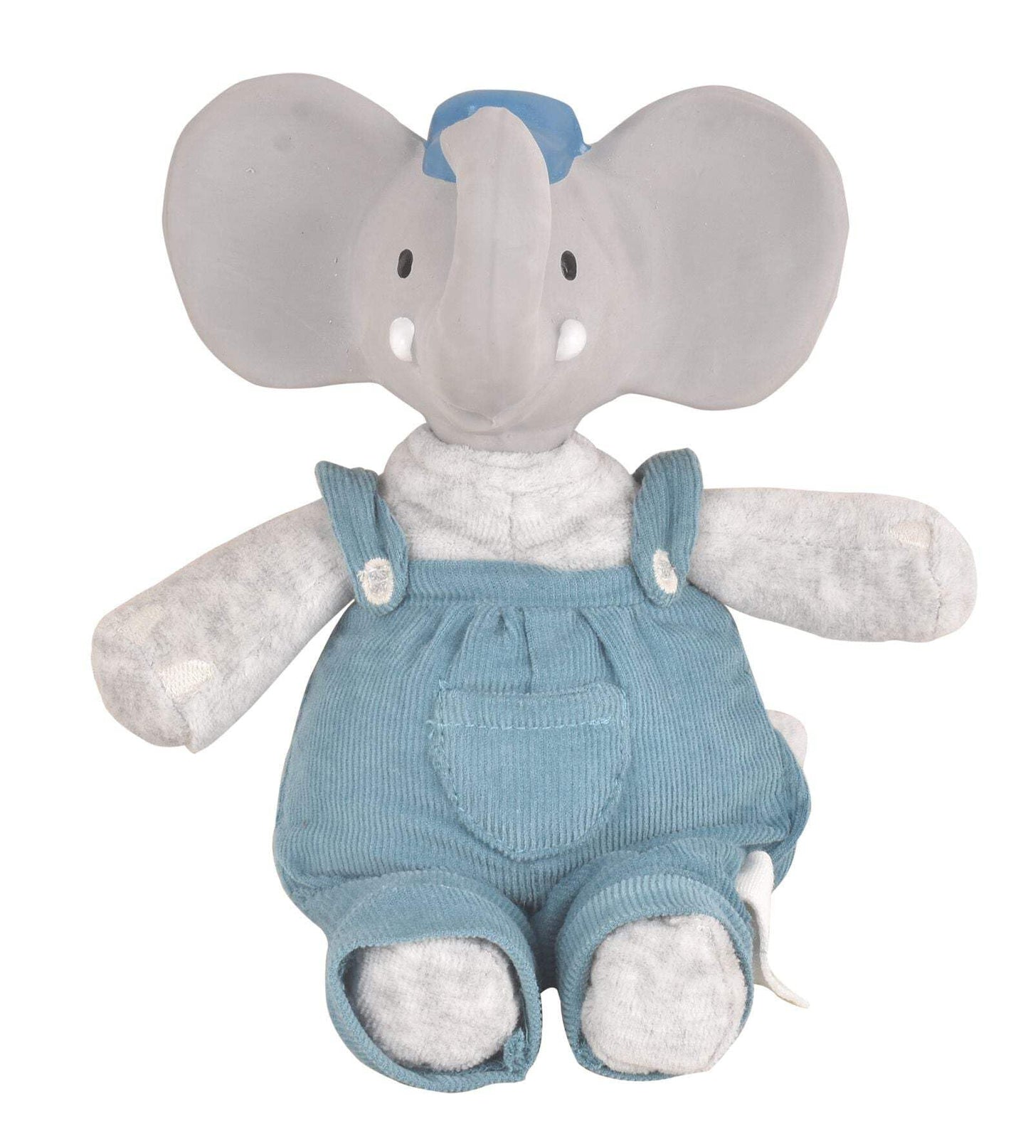 Mini Alvin The Elephant Baby Toy - 8 inch Organic Cotton Plush with Natural Rubber Teether Head | Safe Non-Toxic Newborn Teething Toy & Soft Cuddle