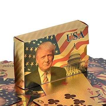 blinkee Tremendous Trump Triumph 24K Gold-Plated Waterproof Poker Cards - Premium 52-Card Deck with 2 Jokers, Presidential Design & PET Plastic