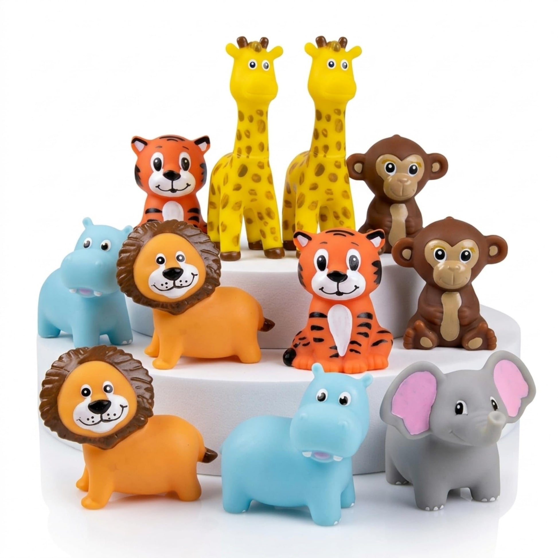 ArtCreativity Vinyl Zoo Animals Toys (Pack of 12) - Assorted Squeezable Toys Safari Animals Figures - Safari Birthday Party Favors for Kids, Jungle