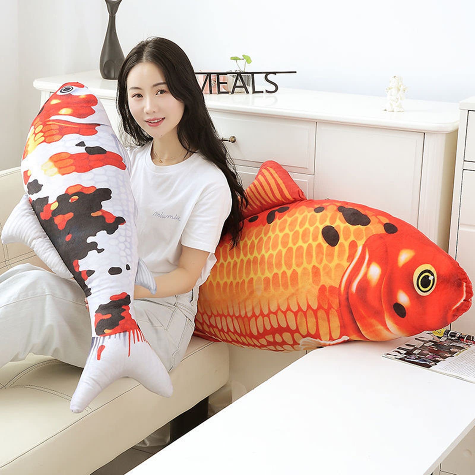 TONGMAN Giant Realistic Fish Plush Pillow - Soft Stuffed Animal Toy, Large Cushion for Home Decor, Unique Gift for Kids & Adults(31.5 inches / 80 cm)