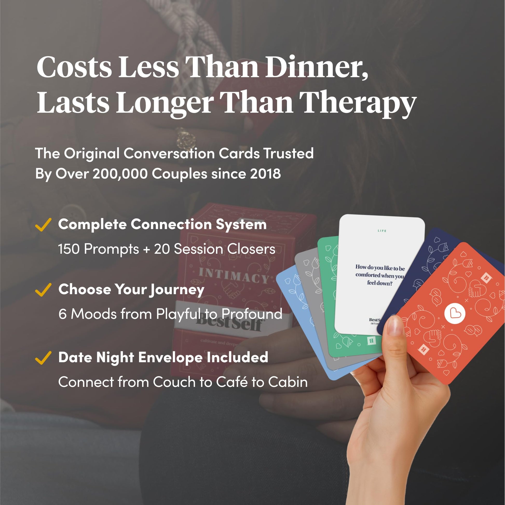 BestSelf Intimacy Deck - 170 Conversation Cards for Couples, Fun and Romantic Card Game for Deeper Connection and Pillow Talk