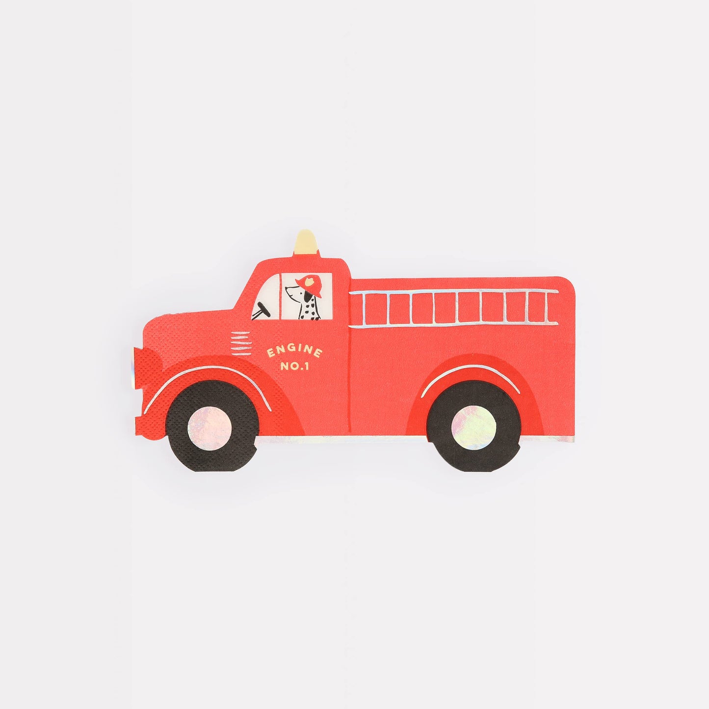 Meri Meri Fire Truck Napkins (Pack of 16), Thick & Absorbent 3-Ply Paper Napkins, Disposable