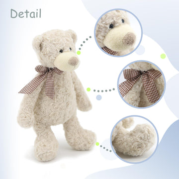 MR ViviCare 16" White Teddy Bear with Scarf Stuffed Animals for Boys and Girls,Soft and Adorable Stuffed Bear Plush Toys for Newborn Babies