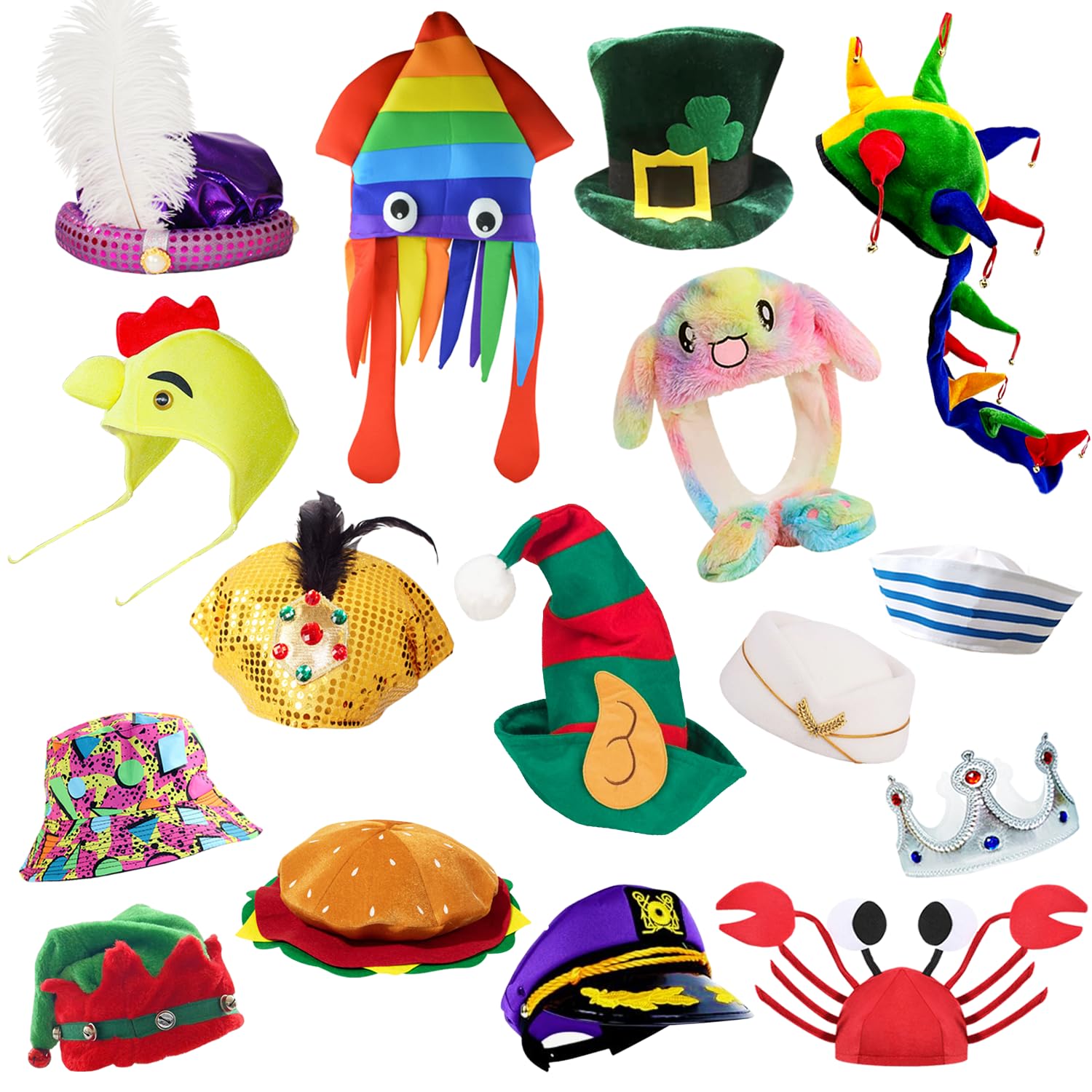POPCIEL 12 Assorted Funny Hats Crazy Party Hat Photo Booth Props for Adult