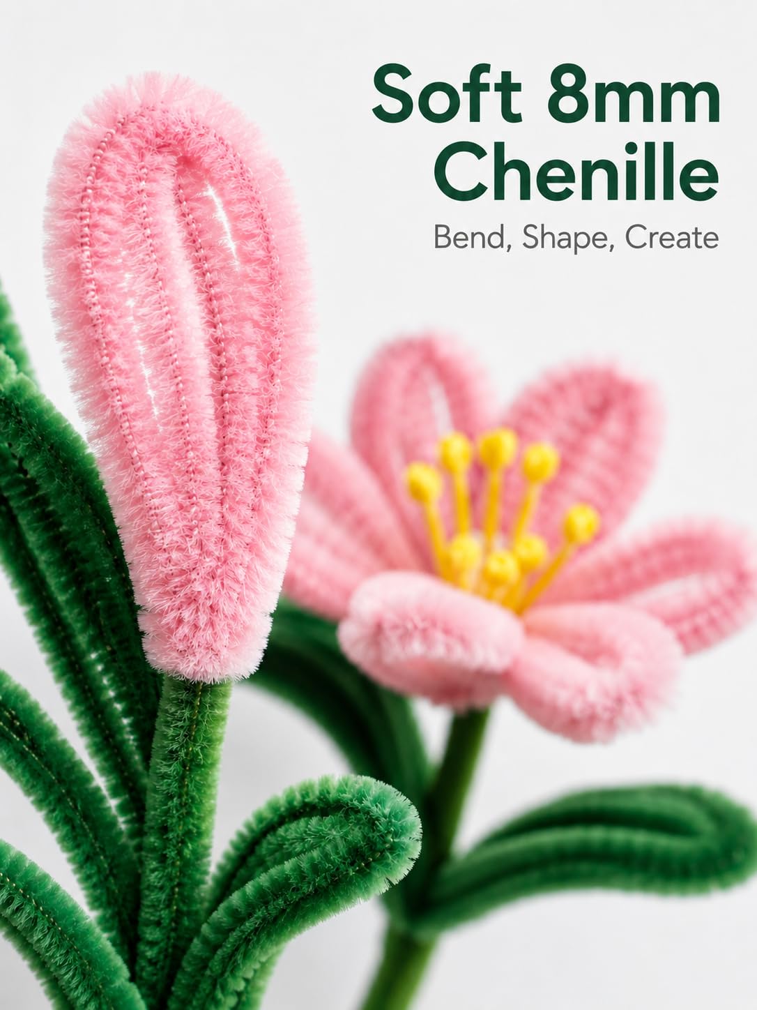 Anpyxun Pipe Cleaner Flower Kit for Adults, 600 PCS All-in-One Chenille Stems Flower Bouquet Making Kit with Video Tutorials, 6 Colors Forever Flower