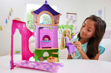 Mattel Disney Princess Rapunzel Tower Doll House Playset with Rapunzel Fashion Doll, 6 Play Areas, 15 Accessories and Pascal