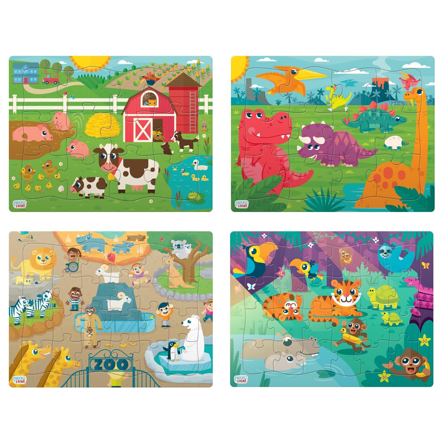 Chuckle & Roar Puzzles for Kids Ages 3-5, Toddler Puzzles, 12 & 24 Piece