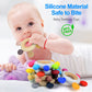Arudyo Baby Teething Toys Silicone Teethers BPA Free Silicone Rudder with Wooden Ring Soothe Babies Gums (Khaki)