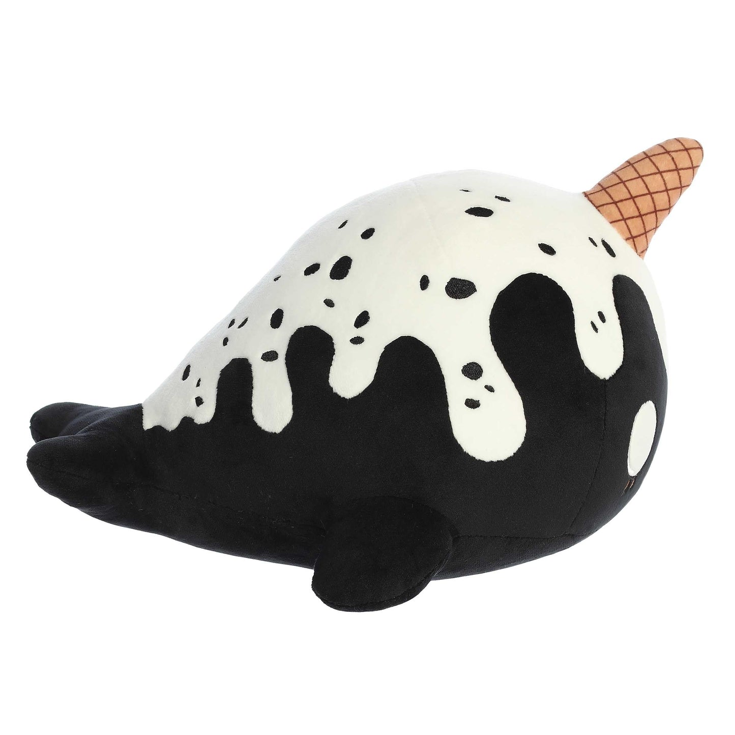 Aurora® Enchanting Tasty Peach® Cookies & Cream Nomwhal Stuffed Animal - Bright & Colorful Design - Showpiece Plush - Black 12.5 Inches