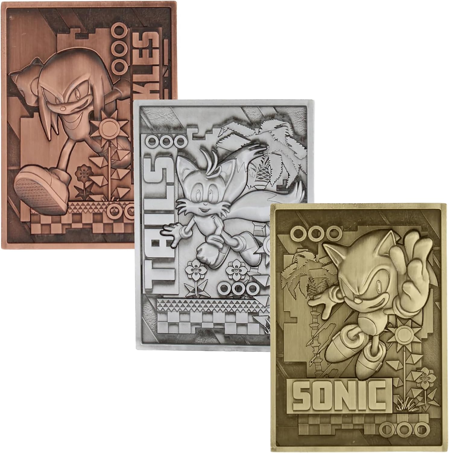 Exquisite Gaming Sonic Cards Metal Trading Digiplate Starter Pack with Green Hills Zone Digistand & Three Collectible Cards