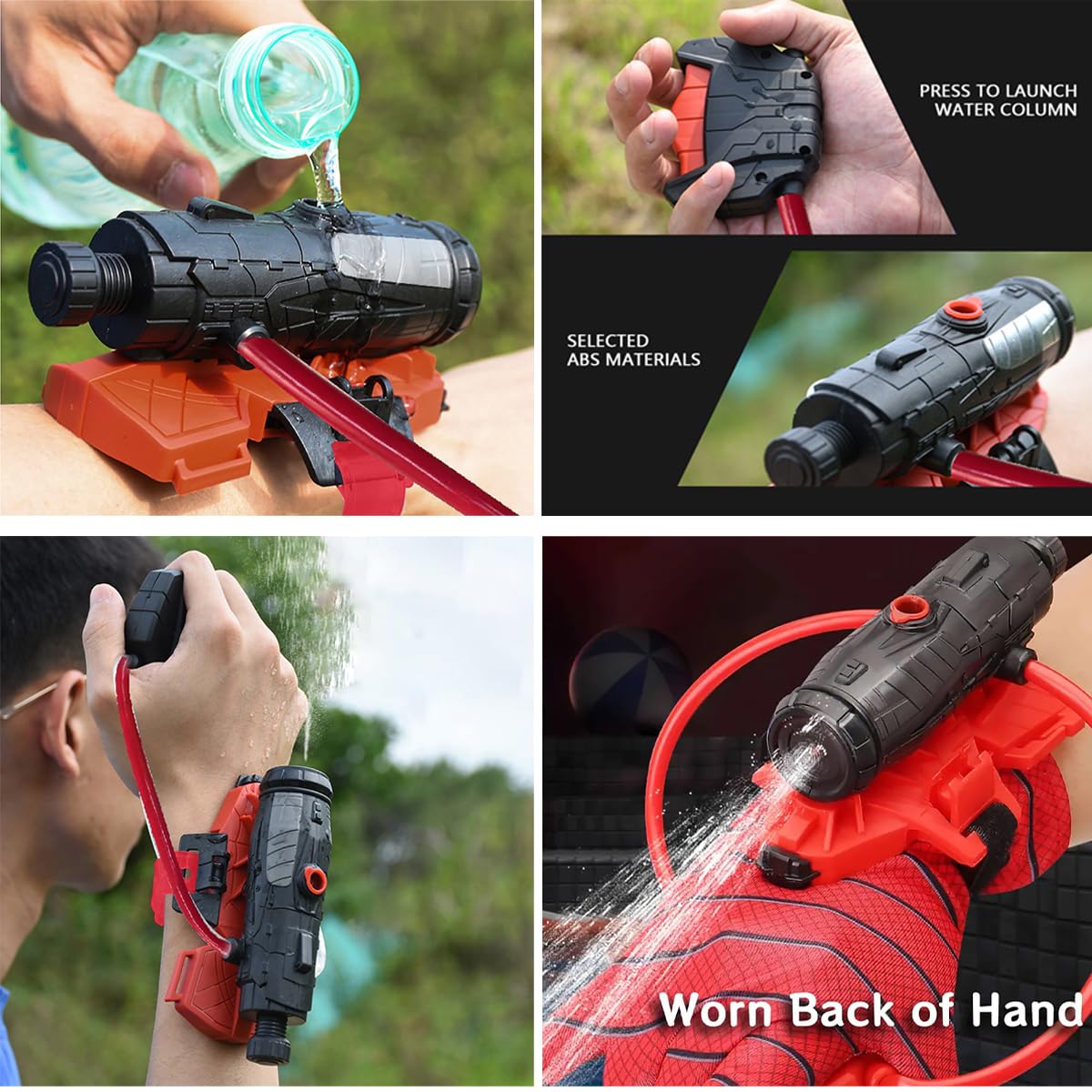 Vinciph Superhero Web Shooter Water Toy Set with Role Play Glove, 2-in-1 Outdoor Water Blaster & Dart Launcher for Kids Summer Pool Beach Backyard