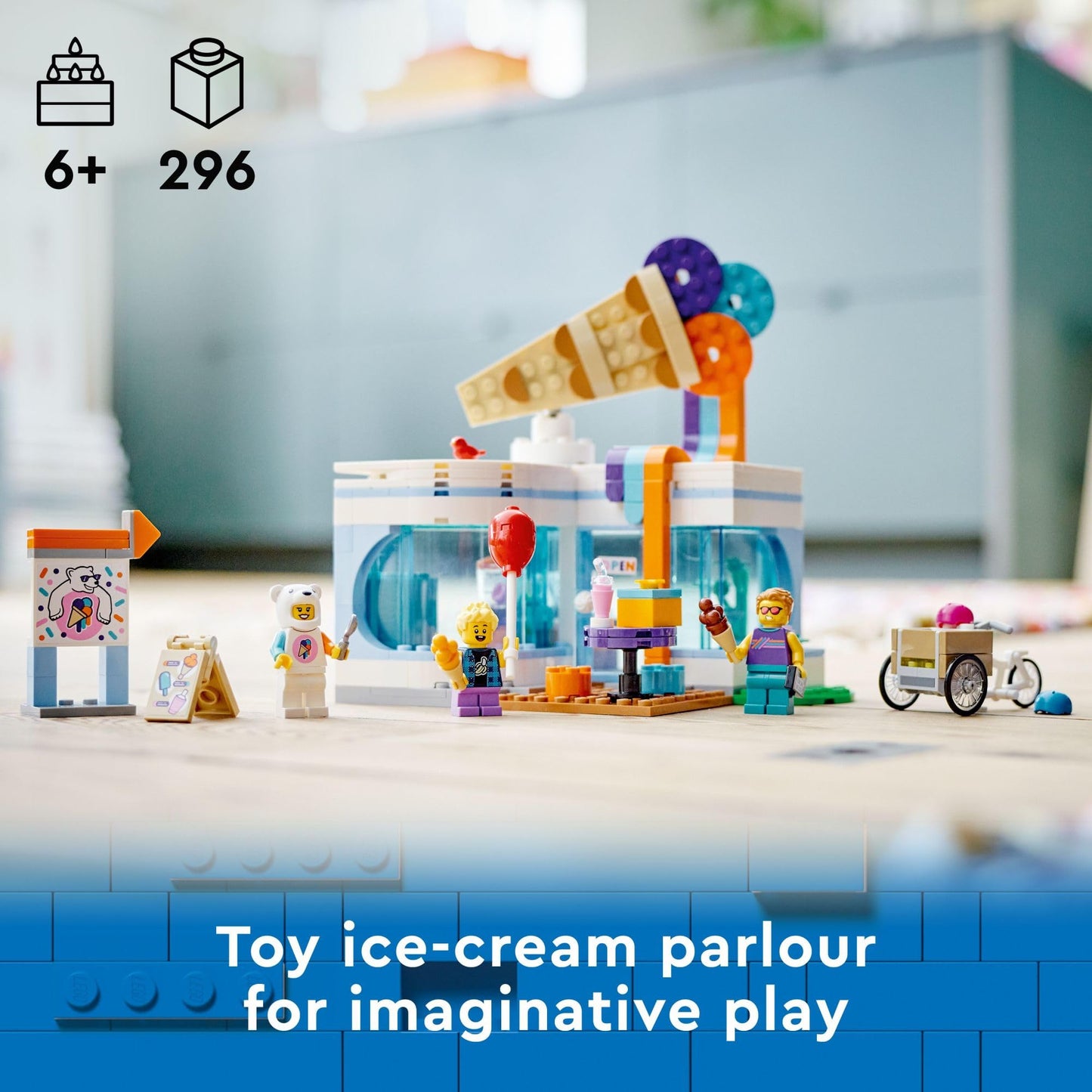 LEGO City Ice-Cream Shop 60363 Building Toy Set, Includes a Cargo Bike, 3 Minifigures and Lots of Fun Features and Accessories for Imaginative Role