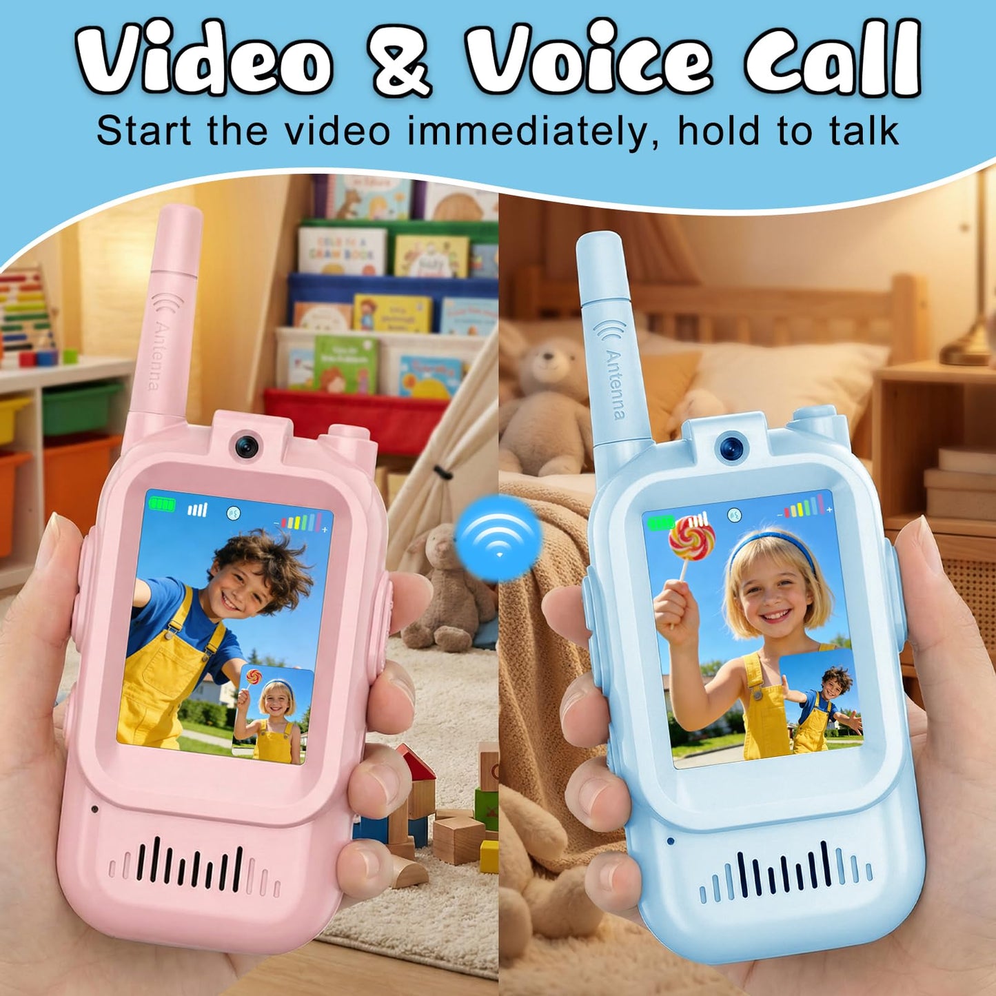 Video Walkie Talkies for Kids Rechargeable Kids Walkie-Talkie Children's Toys Suitable for Boys and Girls Aged 3-12, Birthday Gifts 2 Pack