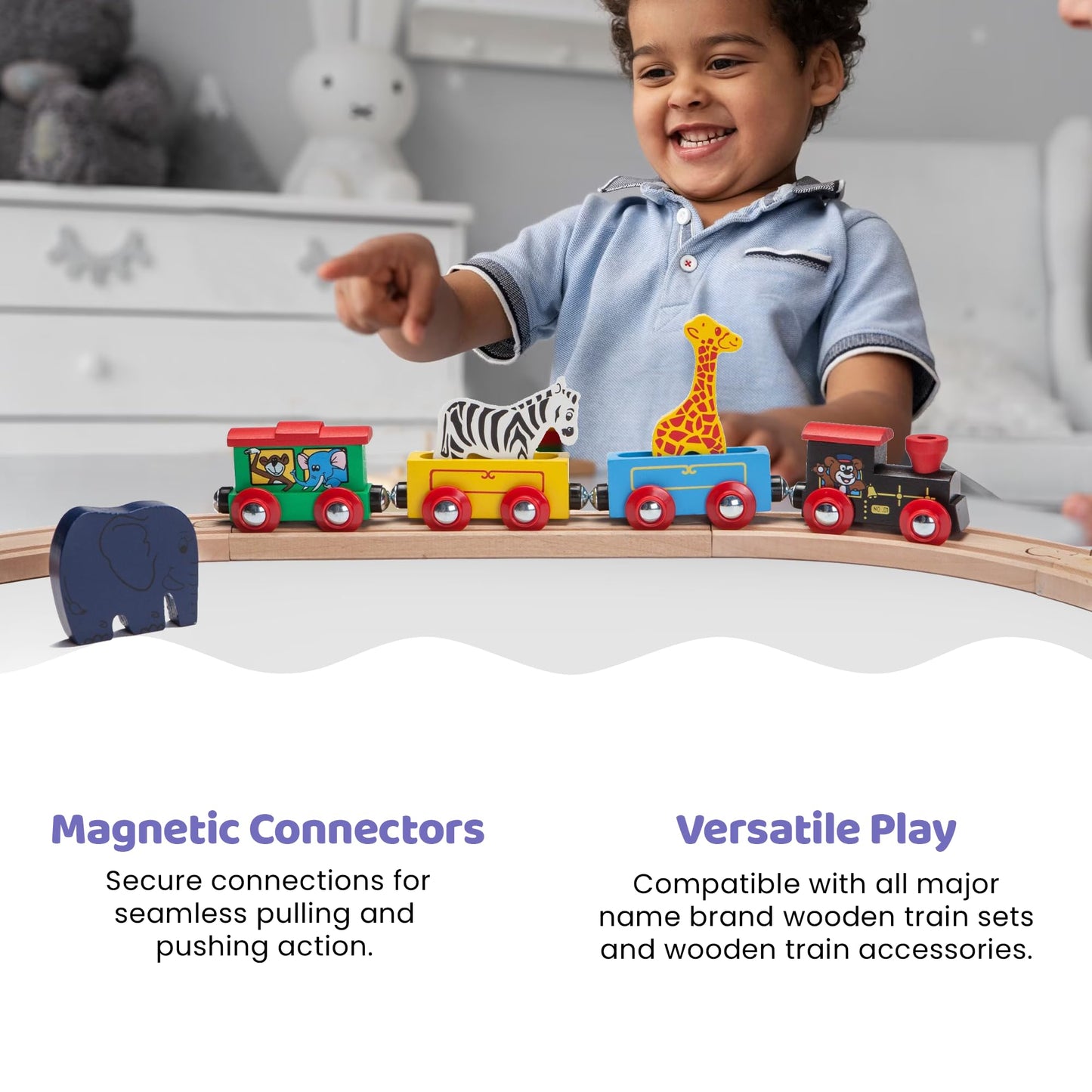 Maxim Enterprise Wooden Animal Train Set 7 Piece