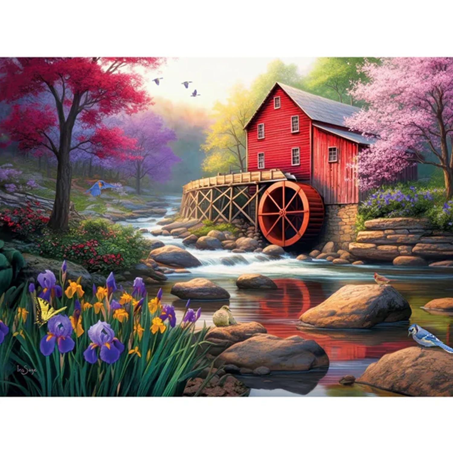 Bits and Pieces 300 Piece Puzzles for Adults Peaceful Waterside Puzzle 3-Pack - 300 Large Pieces 18" x 24" Jigsaw Puzzles, Iris Sage, No 2 Pieces