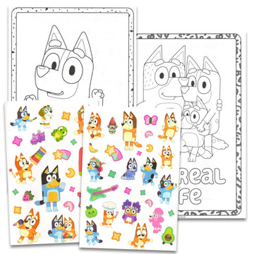 Bluey Coloring Book with Tattoos for Kids Ages 4-8 - Cartoon Coloring Pages, Activities, Games Plus Temporary Tattoos, More | Bluey and Bingo Activity