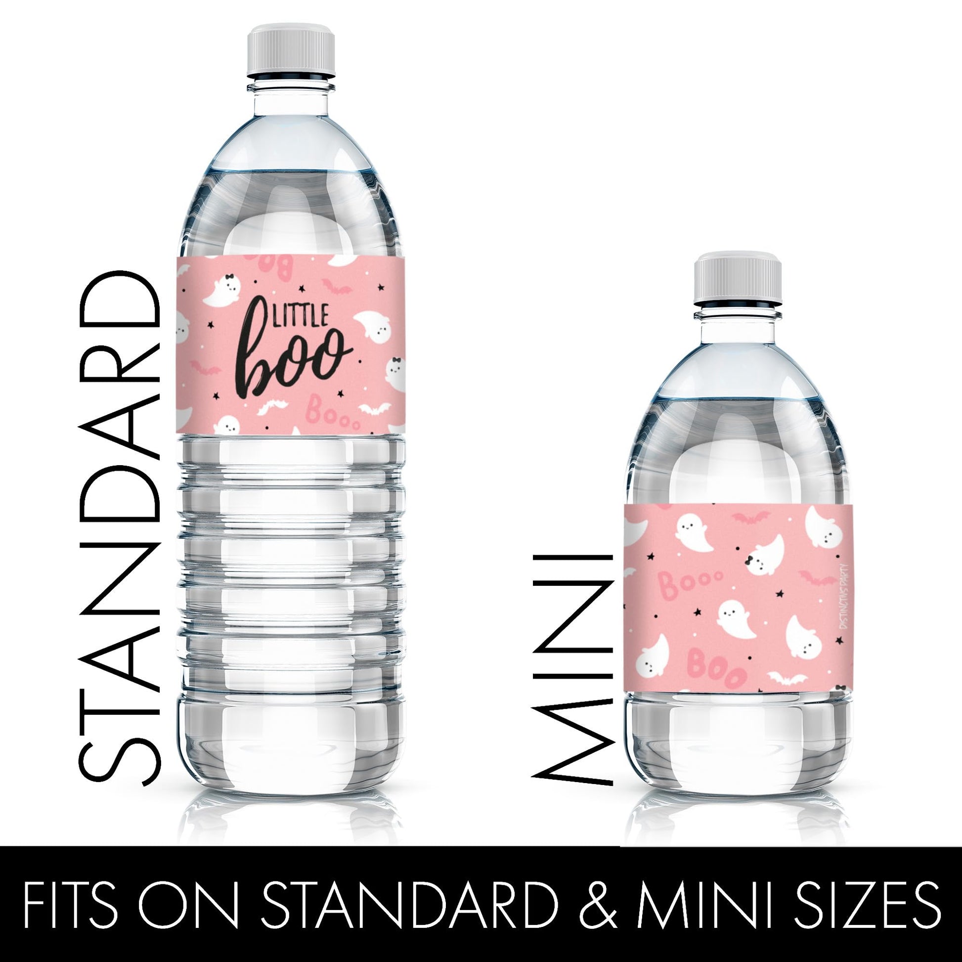 Pink Little Boo Ghost Girl Baby Shower Water Bottle Labels, 20 Count