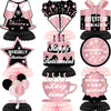 9Pcs Pink Black Happy Retirement Decorations Table Honeycomb Centerpieces Party Supplies Rose Gold Black Retirement Adventure Awaits Sign for Women