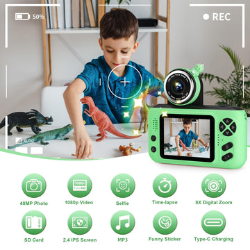 Makolle Kids Camera, Birthday Gifts for Boys and Girls Age 3-8, Green