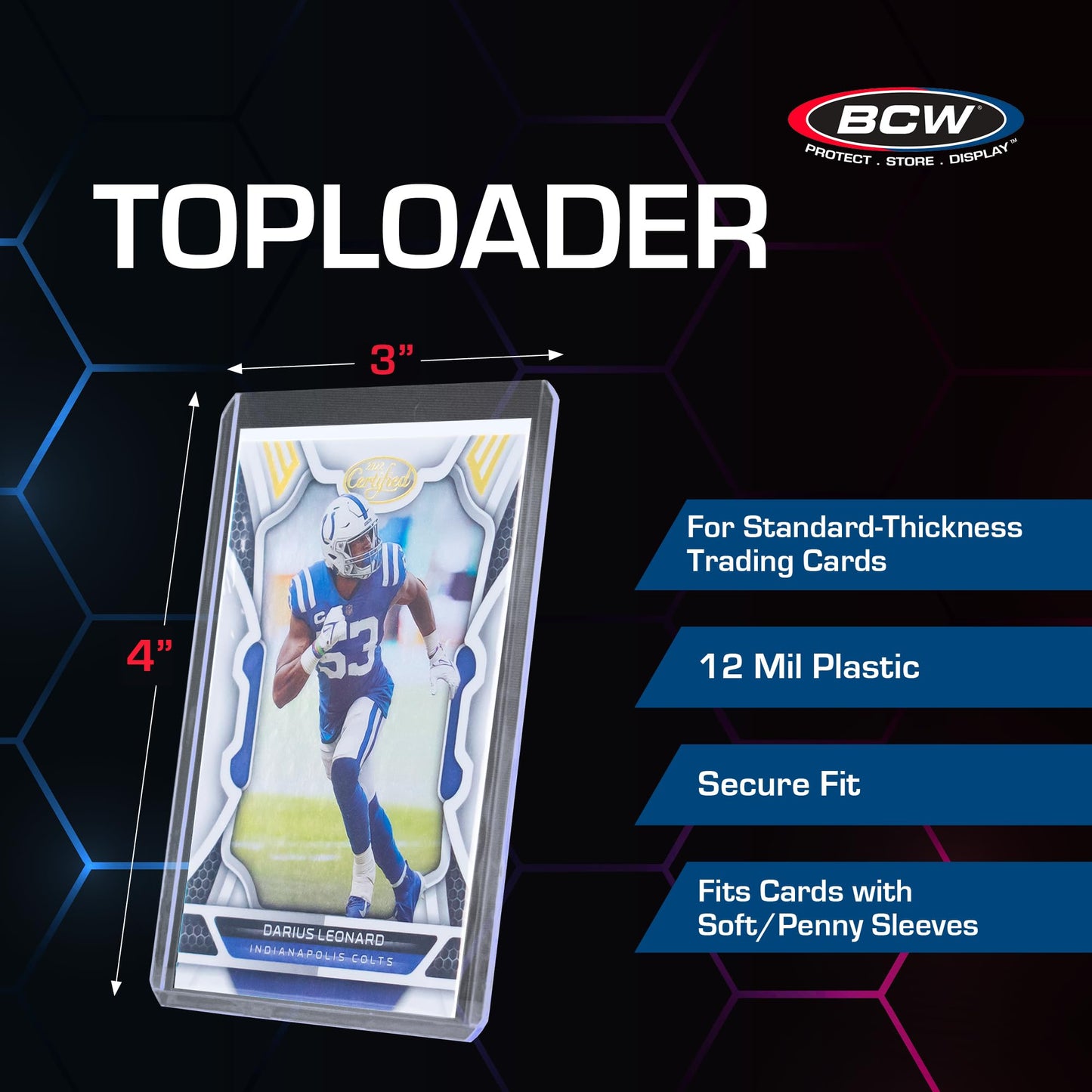 BCW Card Sleeves and Toploaders for Card Combo - 500 Count | Premium Top Loaders and Acid-Free Penny Sleeves | Great for Football, Magic: The
