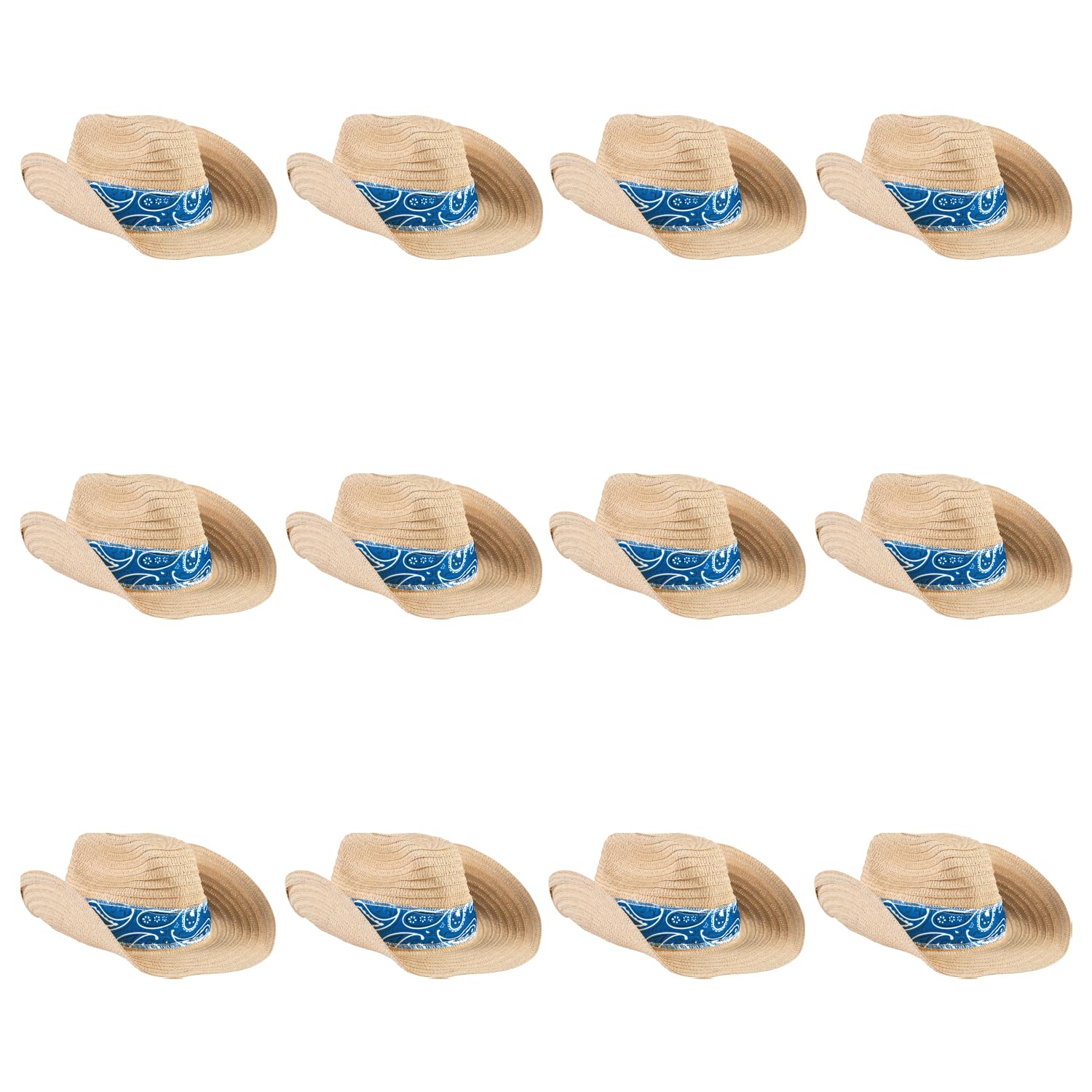 Fun Express Straw Cowboy Hats for Men & Women, Set of 12