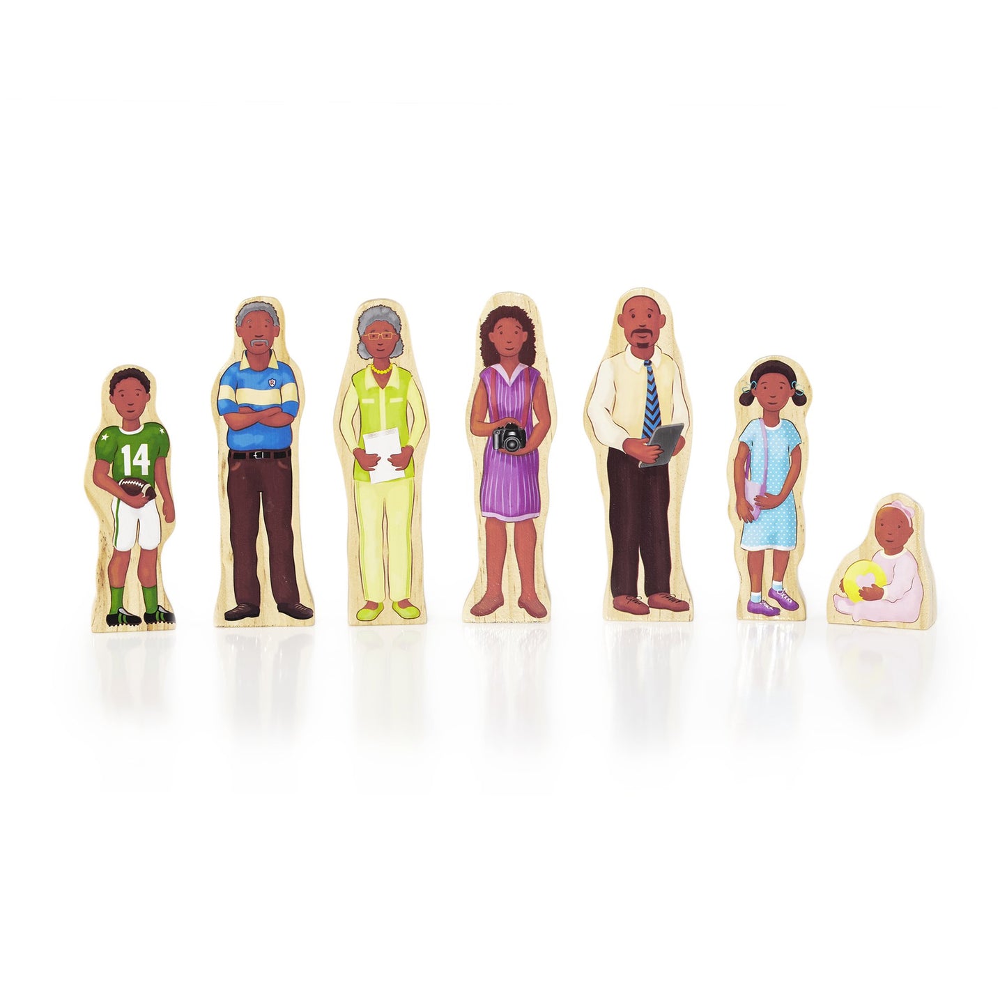 Guidecraft Wedgies Family Set of Wooden Figures - Kids Learning & Educational Toys, Block Play Character Set for Toddlers