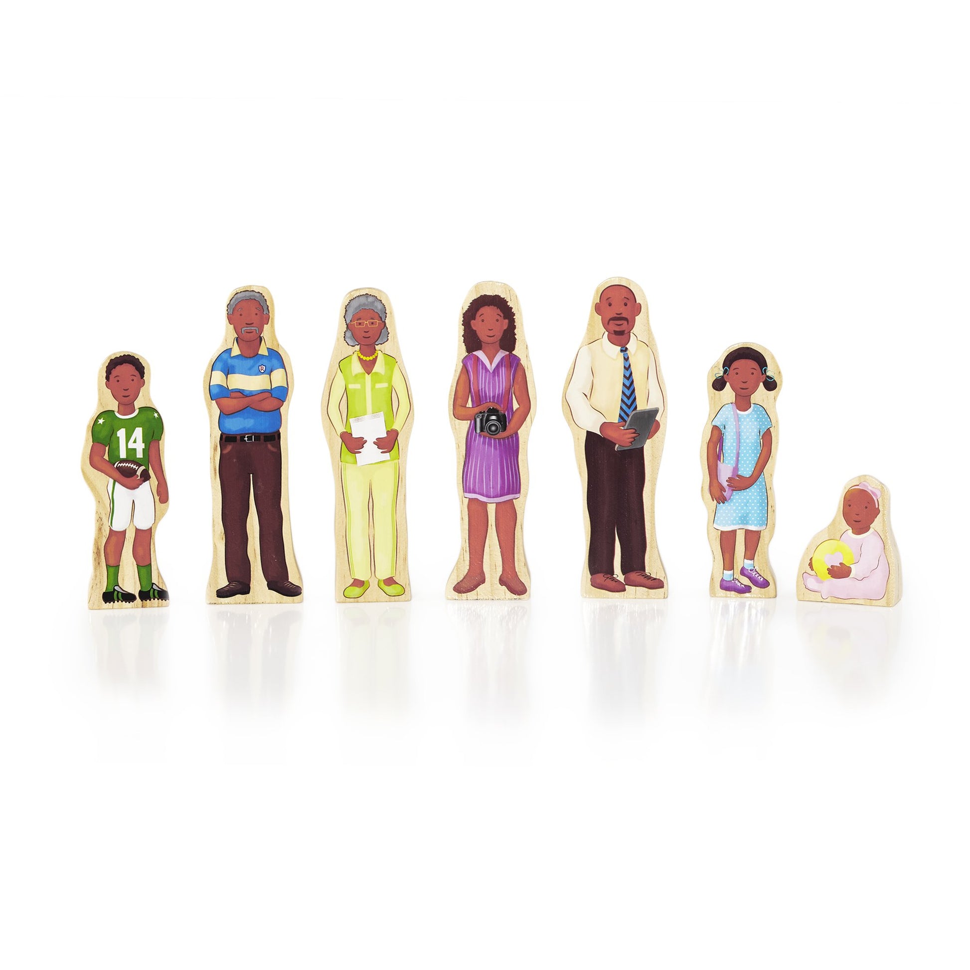 Guidecraft Wedgies Family Set of Wooden Figures - Kids Learning & Educational Toys, Block Play Character Set for Toddlers